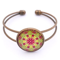 Bransoletka metalowa vintage kolorowa mandala art boho etno zen artystyczna