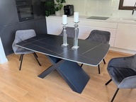 Stół czarny blat ceramiczny czarny marmur 160x80