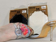 Cienkie rajstopy paski i kropki M-L BIAŁE