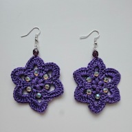 Kolczyki rękodzieło na szydełku kwiat