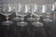 KIELISZKI SNIFTER DO BRANDY KONIAKU TRAWIONE VINTAGE 60's MID CENTURY 6szt.