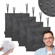 4x WODOODPORNA PODUSZKA OGRODOWA NA KRZESŁO WIĄZANA 40x40 CM GRAFITOWA