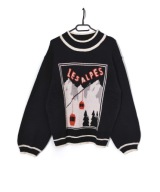 Damski Sweter Luźny Retro Alpy Czarny South Beach |R. L/40