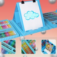 ZESTAW ARTYSTYCZNY DLA DZIECI WYPRAWKA KREDKI PISAKI FARBY WALIZKA 208 EL