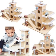 MAMABRUM DREWNIANY PARKING Z WINDĄ GARAŻ SAMOCHODY I HELIKOPTER PREZENT