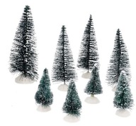 MAGIC VILLAGE CHOINKA FIGURKA DEKORACJA ŚWIĄTECZNA KOMPLET CHOINEK 8 SZTUK