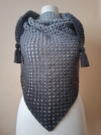 Chusta ręcznie robiona na szydełku, szer.180cm x wys. 90cm, akryl,wełna,K3