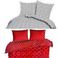 pościel bawełna lux 160x200 + 2x70x80 guzik B 268 DUO kropeczki czerw/białe