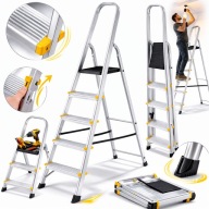 DRABINA ALUMINIOWA DOMOWA JEDNOSTRONA 6STOPNI 150KG UNIWERSALNA WYTRZYMAŁA