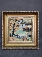 Stary obraz wyszywany z ramą