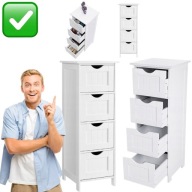 SZAFKA ŁAZIENKOWA STOJĄCA SŁUPEK 4 SZUFLADY BIAŁA 30 x 30 x 82cm | SONGMICS