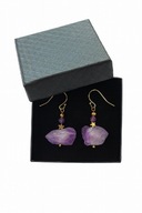 kolczyki ametyst surowa baryłka hematyt prezent