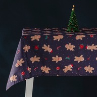 Obrus świąteczny z piernikiem granatowy gwiazda betlejemska na Święta ludek