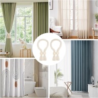 MAGNETYCZNE UCHWYTY DO ZASLON 2 SZT BOHO TKANE BAWEŁNA BEZOWE DEKORACJA