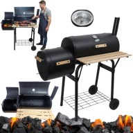 GRILL WĘGLOWY OGRODOWY BECZKA WĘDZARNIA STALOWY RUSZT 54x30cm TERMOMETR