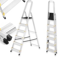 DRABINA ALUMINIOWA SKŁADANA DOMOWA 6 STOPNIOWA 3M ANTYPOŚLIZGOWA 150KG DUŻA