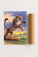 Plakat bez ram 40x50cm Biegnący Gepard Zwierzęta Afryka Natura Design Hit