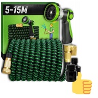 NOWY Mocny Wąż Ogrodowy Rozciągliwy Elastyczny 15M + Pistolet ZŁĄCZKI