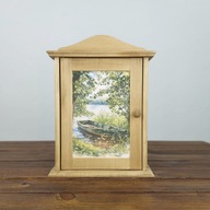 Drewniana szafka na klucze - łódka na jeziorze