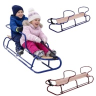 SANKI METALOWE DREWNIANE DWUOOSOBOWE PODWÓJNE DLA DZIECI Z OPARCIEM