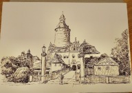 Zamek czocha Leśna Marklissa piękny rysunek