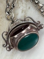 Zawieszka wisiorek kulka stara srebrna ruchoma kamienie onyks karneol kwarc