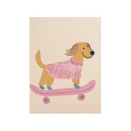 Plakat „Dog on Skateboard” – Ilustracyjny Plakat dla Miłośników Zwierząt