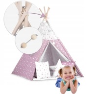 NAMIOT DLA DZIECI TIPI WIGWAM MATA PODUSZKI LAMPKI STABILIZATOR KOMPLET