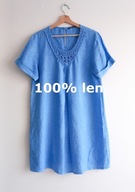 SUKIENKA LNIANA 100% LEN LETNIA NIEBIESKA