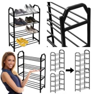 SZAFKA REGAŁ PÓŁKA NA BUTY WYSOKA DUŻA CZARNA METALOWA 4 POZIOMOWA MODUŁOWA