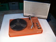 WG-415 Lux gramofon monofoniczny drewno ciemne białe napisy Unitra Fonica