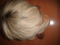 Krótka peruka z grzywką blond z odrostem