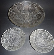 Miska huta Ząbkowice + 2 salaterki, PRL, vintage, szkło Prl