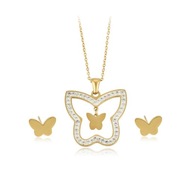 NA JUTRO Złoty Komplet MOTYL MOTYLEK Łańcuszek PUDEŁKO kolczyki naszyjnik