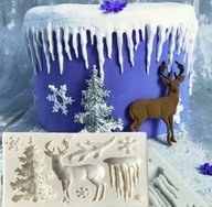 Forma silikonowa do odlewów jeleń, zima , sopel , choinka , Boże Narodzenie
