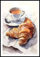 A2 PLAKAT DO KUCHNI JADALNI RESTAURACJI KAWA Z MLEKIEM CROISSANT ŚNIADANIE