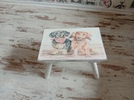 TABORET,STOŁEK, ZYDELEK,PSY, SHABBY CHIC