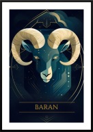 A2 GRANATOWY PLAKAT ZNAK ZODIAKU BARAN KOSMOS GALAKTYKA, DO DOMU NA PREZENT