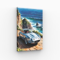 Obraz na Płótnie 40x70cm Auto Klif Ocean Widok Samochód Krajobraz Styl