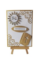 ZAWIADOMIENIA KOMUNIA UNIWERSALNE IHS KSIĄŻKA C6 ZŁOTO - BIEL