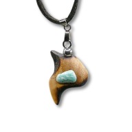 Wisiorek amazonit i wiąz - handmade, pirografia, prezent, dla niej, kobieta