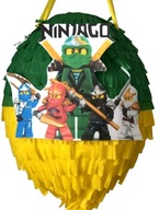 Piniata urodzinowa NINJAGO, ręcznie robiona o obwodzie 85cm z kijem