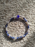 ŚLICZNA BRANSOLETKA Z NATURALNEGO SODALITU PEREŁ SZKŁA I KRYSZTAŁKA