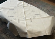 BEŻOWY OBRUS RĘCZNIE WYKONANY HAFT MEREŻKA BAWEŁNA HAND MADE RĘKODZIEŁO
