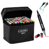 MARKERY ALKOHOLOWE 80 SZT. DWUSTRONNE + TORBA – PROFESJONALNY ZESTAW