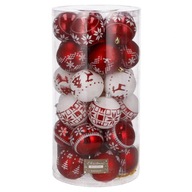 Bombki choinkowe 30 szt. ozdoby świąteczne zestaw 5cm biało-czerwone Okazja