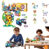 KLOCKI MAGNETYCZNE EVI EDUKACYJNE 3D UKŁADANKA DUŻY ZESTAW 128SZT