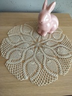 Serwetka serwetki obrus okrągłe cacko szydełkowe rękodzieło beż śr28