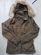 KURTKA DAMSKA PARKA Zielona FUTRO ZARA r. 36 S