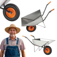 DUŻA TACZKA OGRODOWA BUDOWLANA STALOWA SPAWANA SOLIDNA 120L METALOWA 240KG